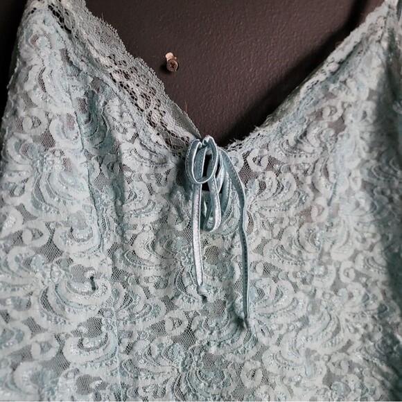 Y2k Fairy Lace Embroidered Textured Mini Lingerie Skater Dress Sz M Blue Icy - Picture 2 of 9